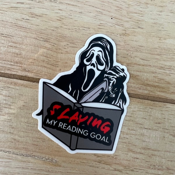 Slaying My Reading Goal Sticker | Horror Books | Bookish Sticker | Horror Reader Sticker | Spooky Book Sticker