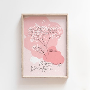 Blooming Beautiful, floral imprimable avec Baby Breath, A4 et 8x10 pouces pour l'art mural, les cartes et la décoration de pépinière