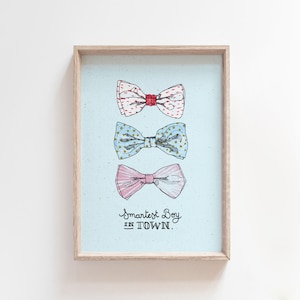 Le garçon le plus intelligent de la ville, illustration imprimable de noeud papillon, art mural A4 et lettre, cartes, décor de chambre de pépinière et d'enfant