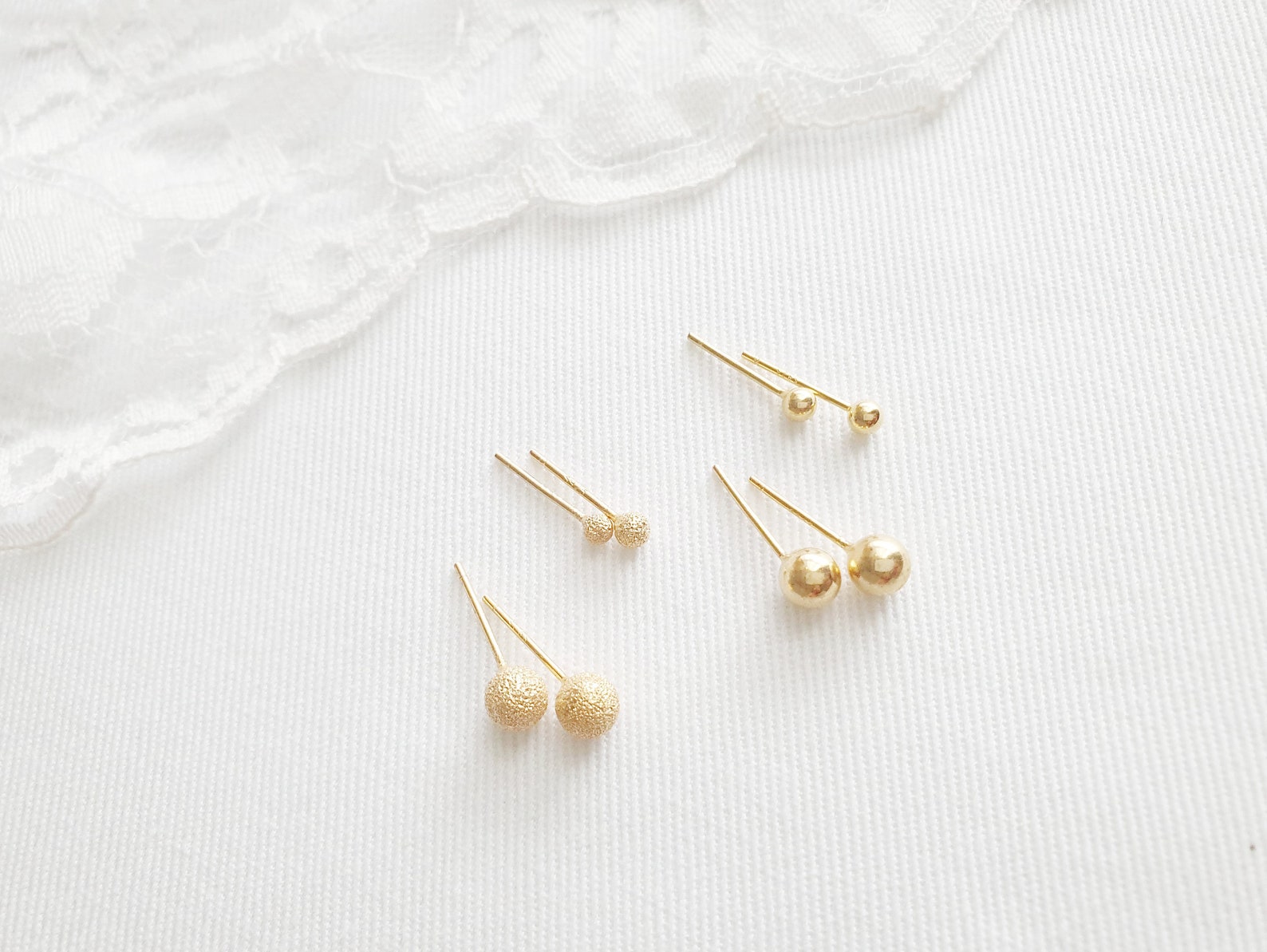 3/5mmminimalist Gold Bead Stud Earrings Set of 2.3.4 Tiny Etsy
