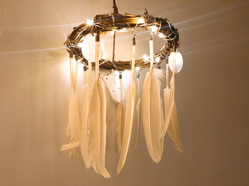 Rattan Chandelier Nursery Mobile BOHO Dreamcatcher Decor Etsy