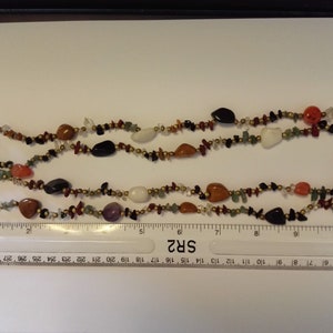 Natural Polished Gemstone Flapper Length Necklace 48 inches 1970's 78 grms image 3