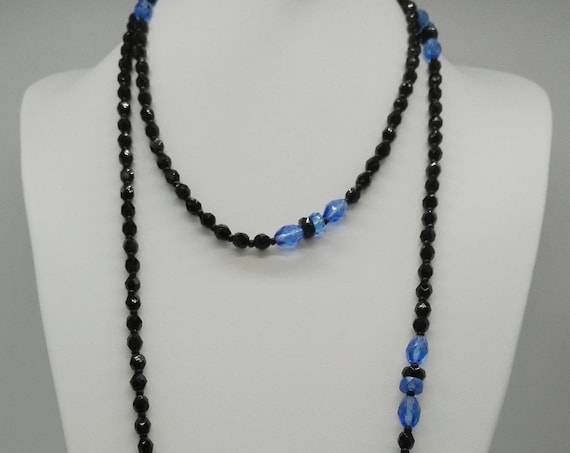Vintage Antique Victorian style Austrian Crystal BLUE beaded choker /& earrings
