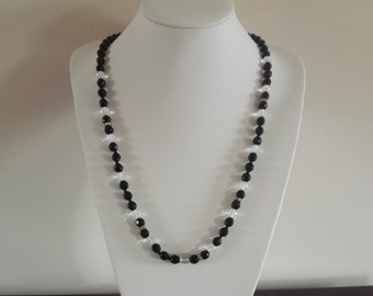 Vintage French Jet Opera Necklace: Austrian Crystal Art Deco Jewellery