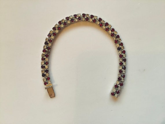 Double Row Tennis Bracelet Paste Deep Purple Amethyst and Crystal February B'day