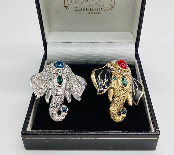 Rare Attwood and Sawyer Fabulous Elephant Head Earrings