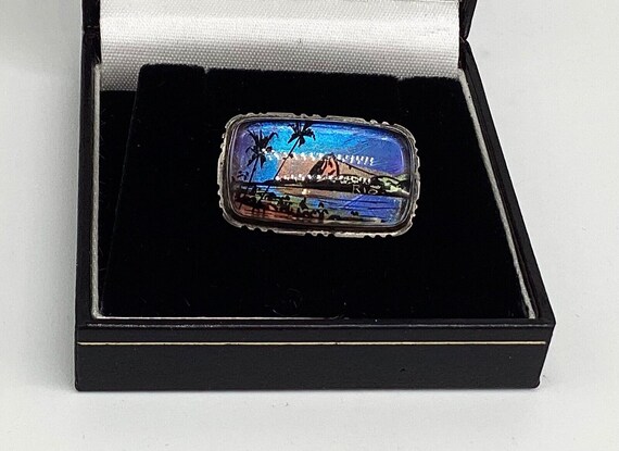 Butterfly Wing Brooch Solid 900 Silver Beach Scen… - image 3