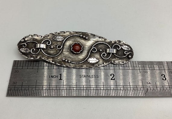 Coral Bar Brooch Ethnic 800 Silver 35th Wedding Anniversary