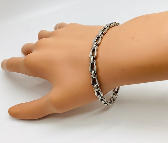 Vintage Stirrup Link Bracelet Silver Hallmarked 1977 Signed Equestrian
