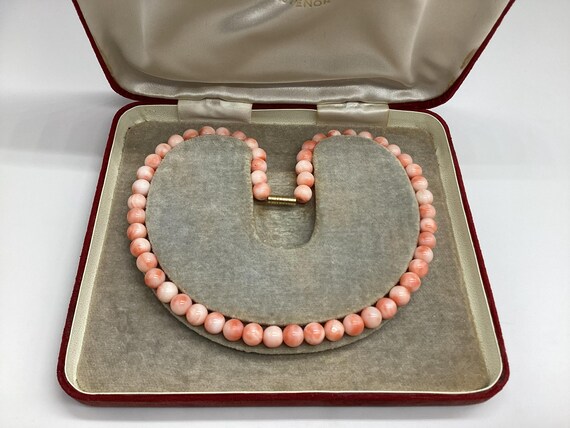 Angel Skin Large Coral Bead Necklace Vintage 1940's Vintage Bridal Jewellery Wedding Bridesmaid 35th Anniversary Birthday Gift