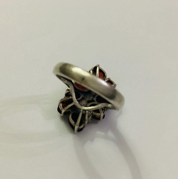 Garnet and Solid Silver Marcasite Multi-stone Rin… - image 8