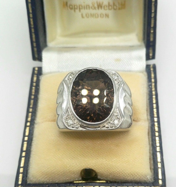 Super Quality Large Smokey Quartz and Hallmarked Silver Ring Size UK U US 10 1/4 Weighs 14.7 grams