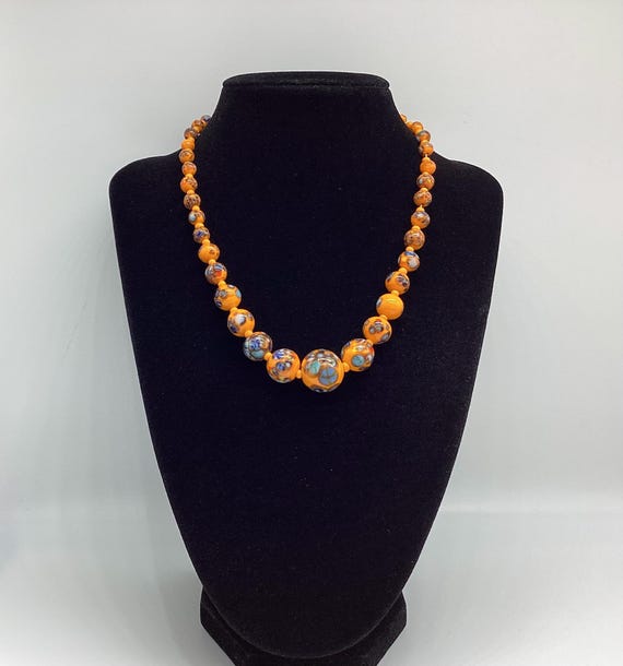 Vintage Murano Glass Necklace Graduated Bead Choker