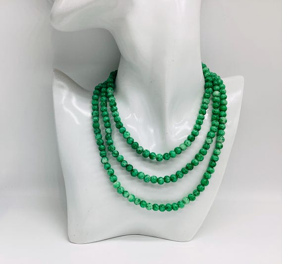 Czech Peking Glass Bead Flapper Length Necklaces 46 inches