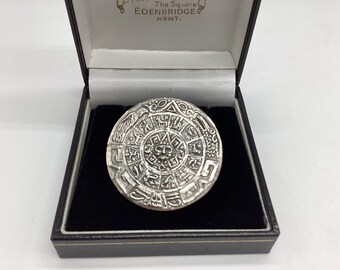 希少【MEXICO 925】ヴィンテージ シルバーバングル アズテックカレンダー 925 Sterling Silver Vintage Mexico Aztec Calendar Pin Brooch