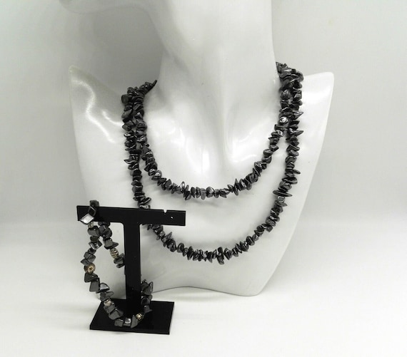 Hematite Crystal Vintage Gemstone Necklace and Matching Bracelet Set Healing