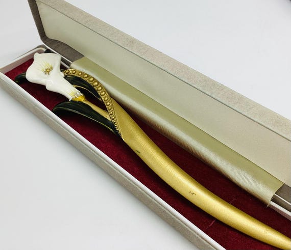 Ceramic and Enamel Cala Lily Letter Opener Vintage