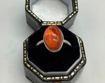 Antique Amber Ring With Fly Wing 925 Dainty Solid 925 Silver Setting