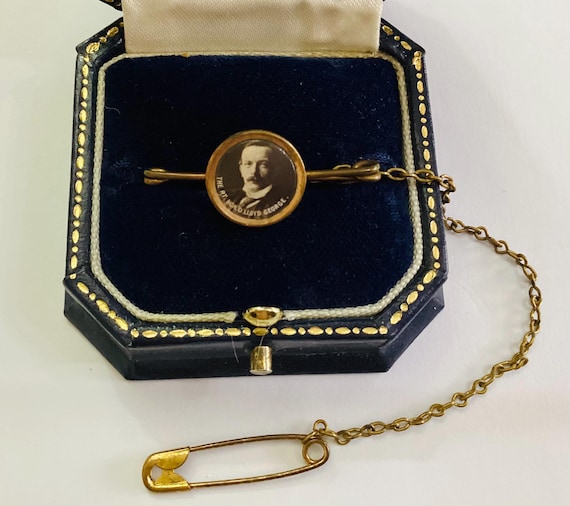 Vintage Political Bar Brooch/Pin Prime Minister David Lloyd George Real Photo