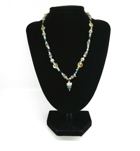 Stunning Natural Gemstone Necklace Turquoise Amet… - image 1