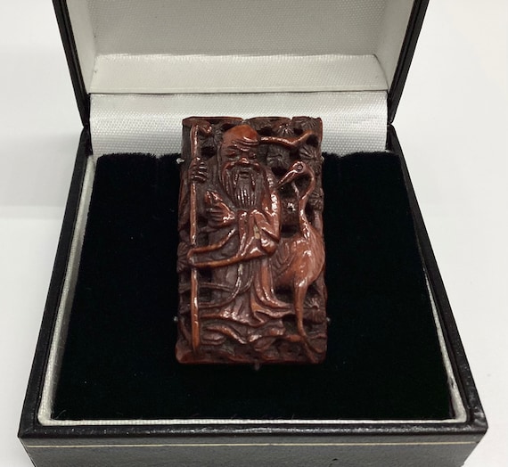 Antique Chinese Clip Carved Figure Crane Solid Silver Quality