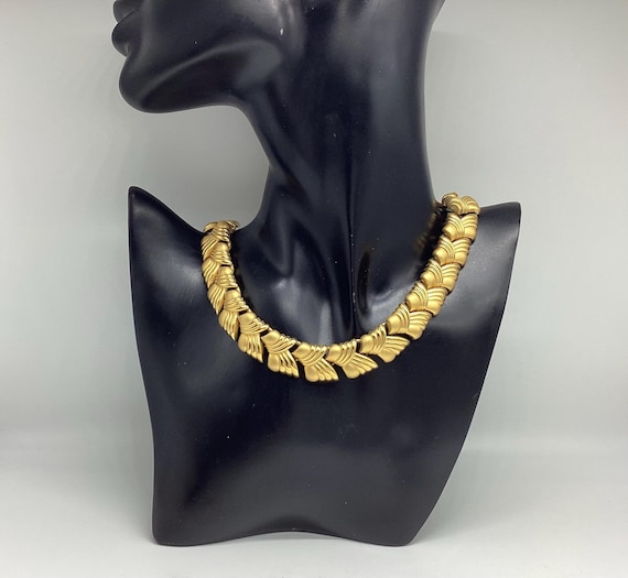 Vintage Napier Gold Plated Statement Necklace Wide Choker