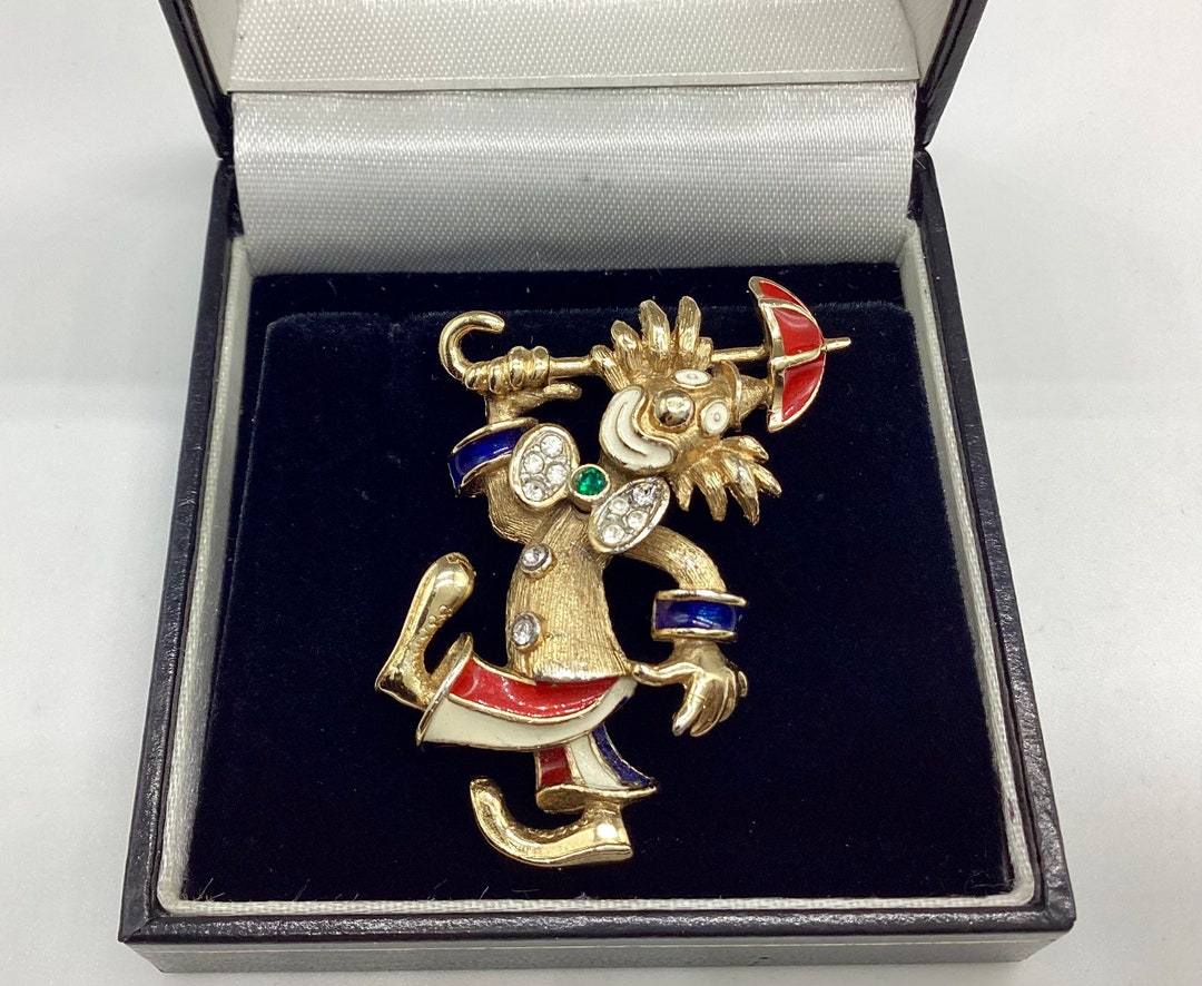 The Attwood Collection ブローチ Attwood & Sawyer Brooch Clown and Umbrella Swarovski Crystal