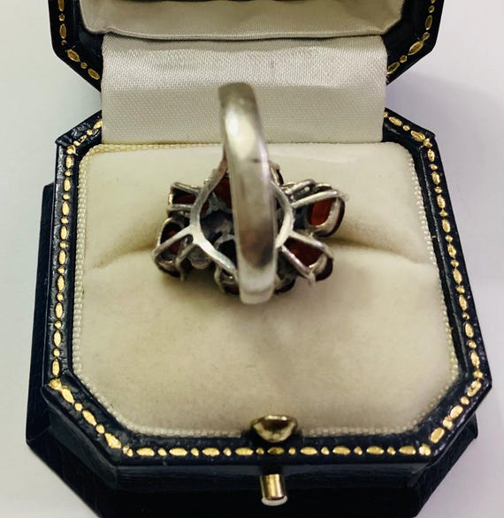 Garnet and Solid Silver Marcasite Multi-stone Rin… - image 3