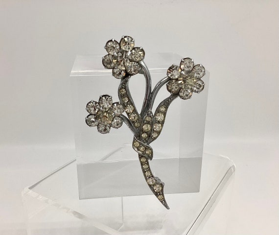 Fabulous Diamente Paste Flower Spray Brooch 1950's Vintage Jewellery Wedding