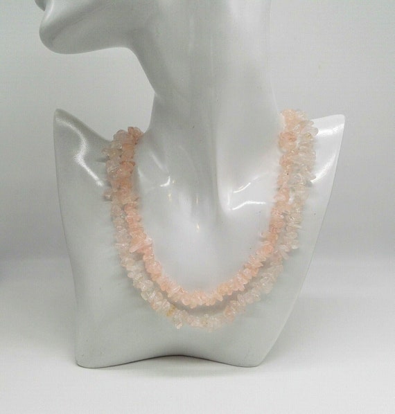 Two Crystal Gemstone Necklaces Polished Quartz and Rose Pink Quartz Vintage