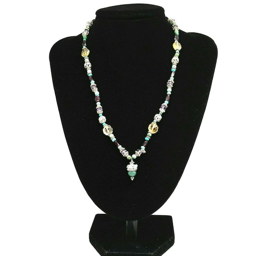 Stunning Natural Gemstone Necklace Turquoise Amet… - image 2