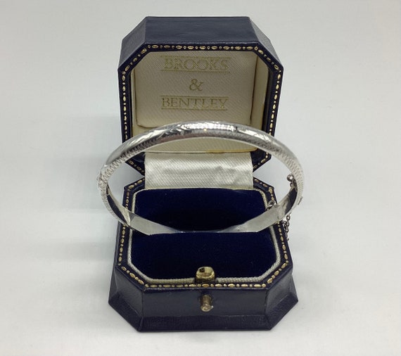 Childs Hinged Slim Silver Bangle Floral Fully Engraved Bridesmaid Birthday 7-10