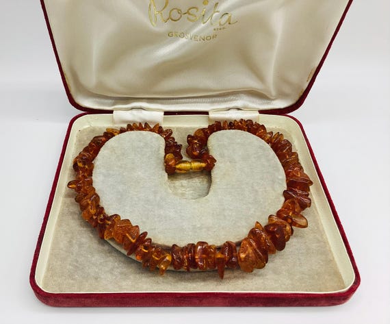 Vintage Chip Amber Necklace 1950'S