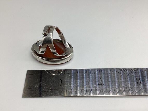 Large Banded Agate Ring C1975 Solid 925 Silver Sp… - image 9