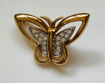 Attwood und Sawyer Brosche Zierliche Swarovski Kristall Set Schmetterling Vintage
