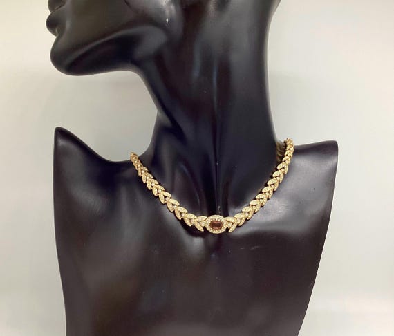 Attwood and Sawyer Necklace Damson Shade Swarovski Crystal 22ct Gold Plated