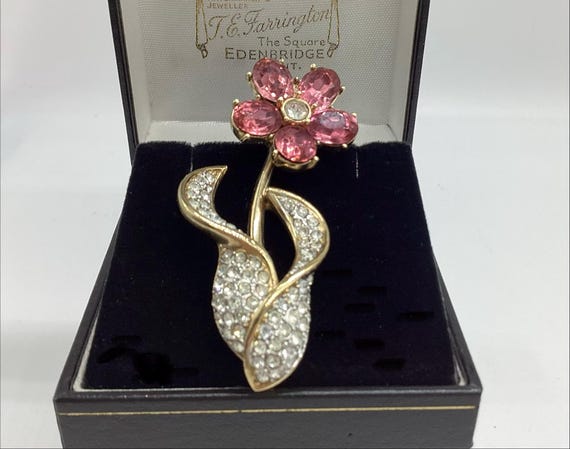 Attwood and Sawyer Brooch Rare Large Pink Flower