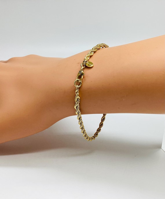 Vintage Monet Gold Tone Rope Chain Bracelet, Twisted Design, 1950s Jewellery