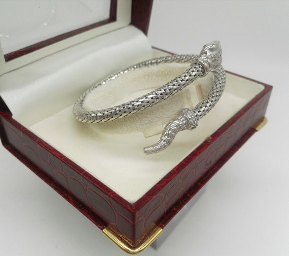 Solid 925 Silver Mesh Snake Bracelet Art Deco Styl