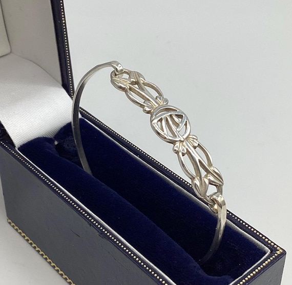 Rennie McIntosh Style Silver Hook Bangle Rose/Tree of Life Fully Hallmarked  Art Nouveau