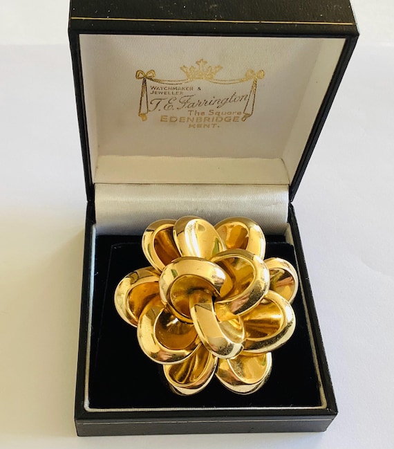 Grosse Germany Large Vintage Looped Petal Ribbon Brooch Dated  1970 Signed