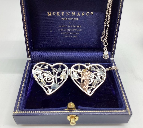 Clogau 9ct Welsh Rose Gold Fairy in a Filigree Silver Heart Pendant Original Chain Wedding Jewellery Christening Good Fairy Godmother