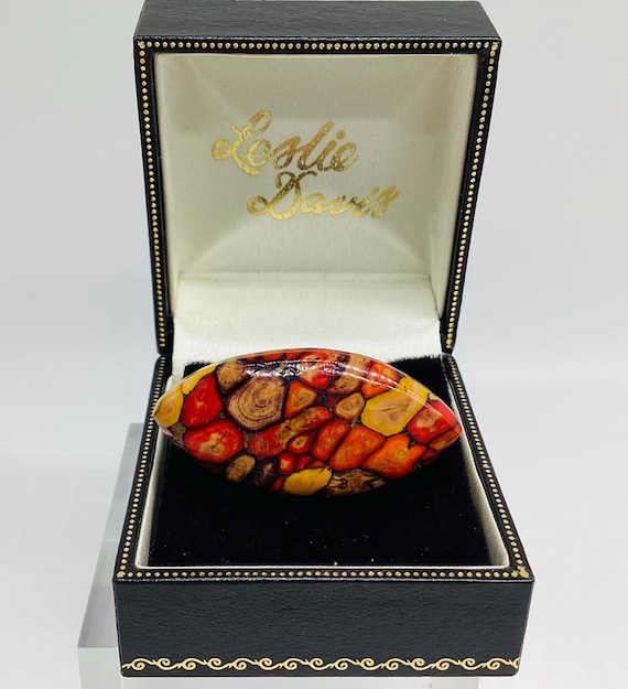 Vintage Heathergem Brooch Celtic Arts and Crafts Scottish Made Natural Jewellery