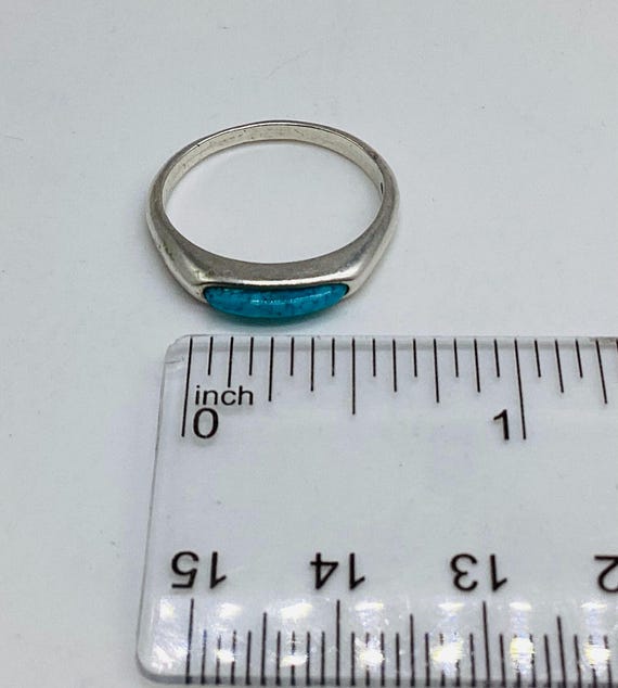 Native American Turquoise Solid Silver Ring Band … - image 8