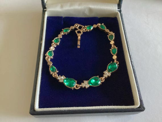Emerald Crystal Fancy Tennis Bracelet Style Vintage