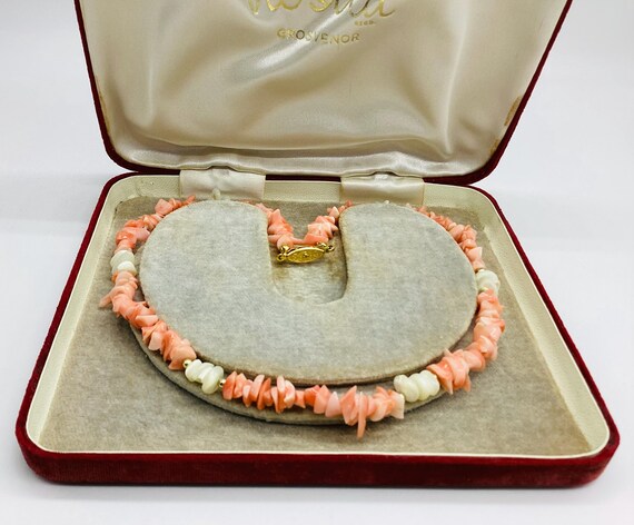 Pretty Pink Vintage Angel Skin Coral Seed Pearl Choker Necklace Retro 1950 Jewellery 16 inch April Birthday 35th Anniversary Wedding