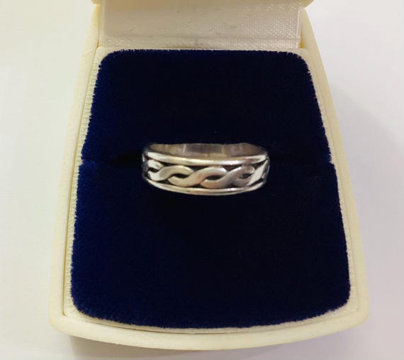 Celtic Vintage Ring Everlasting Love Double Linked Mobius Rope 925 Solid Silver