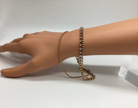 Vintage Avon Fine Three Chain Bracelet Popcorn Crystal Set Tennis
