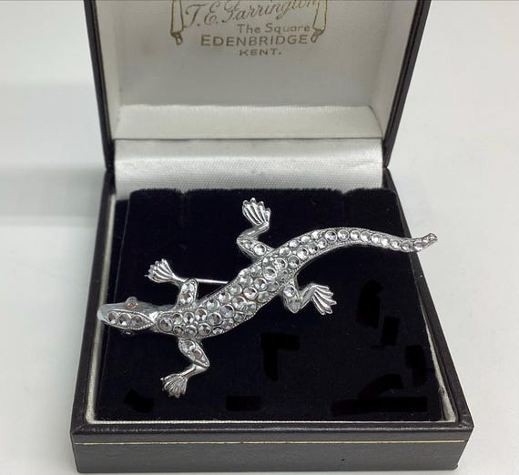 Staybrite Lizard/Salamander Brooch Charles Horner 1940s Faux Marcasite