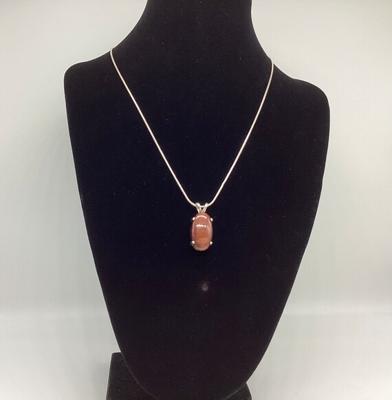 Sun Stone Pendant and Chain Cage Set Solid Silver 925 Snake Chain